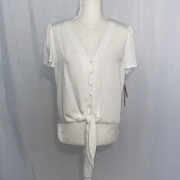 Gianni Bini Valerie V-Neck Tie Hem Blouse - Picture 4 of 10